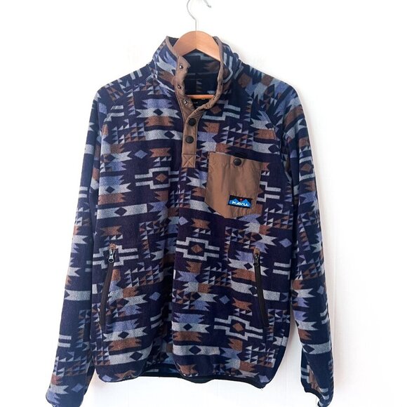 Kavu Teannawa Fleece Pullover Ink Arcade Aztec design Extra Small - Picture 4 of 9